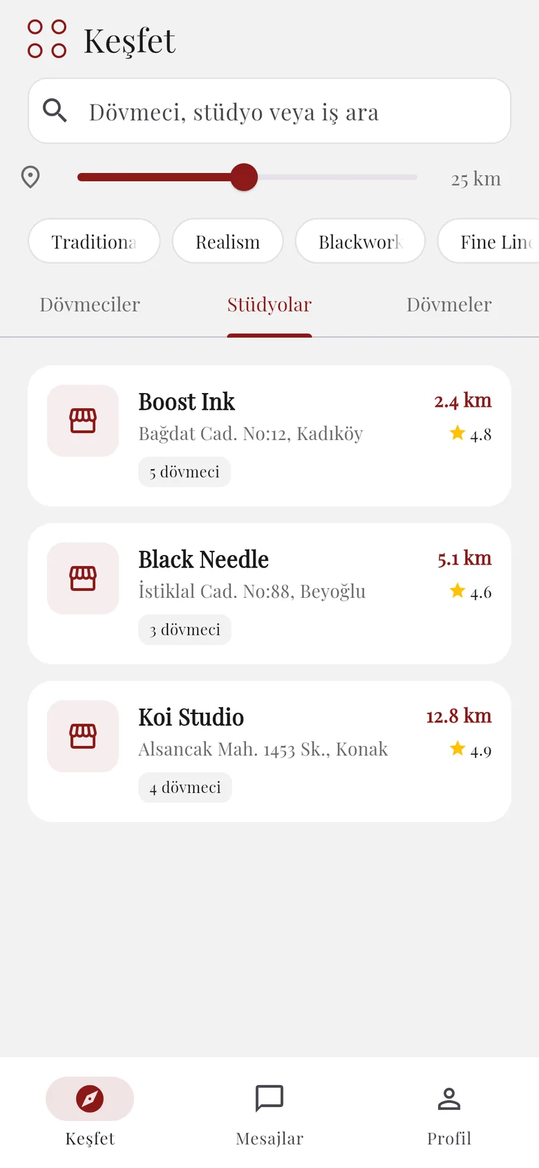 Stüdyolar listesi